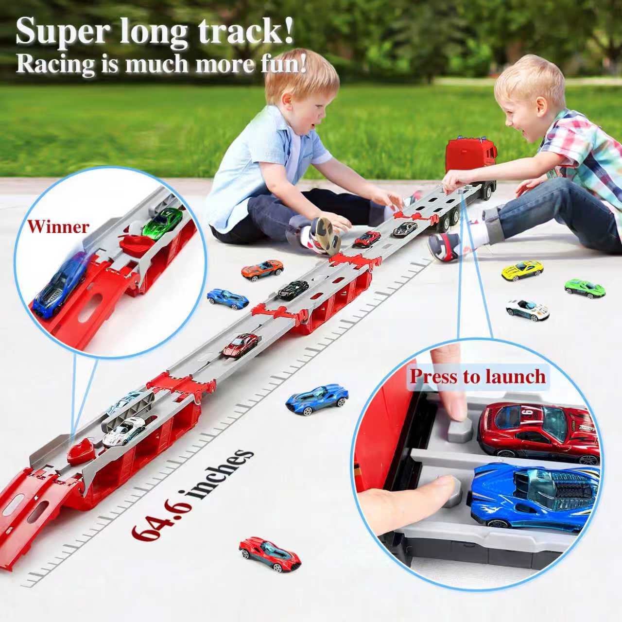 Kids Toys Vehicle - Складной грузовик-перевозчик автомобилей с выдвижной дорожкой